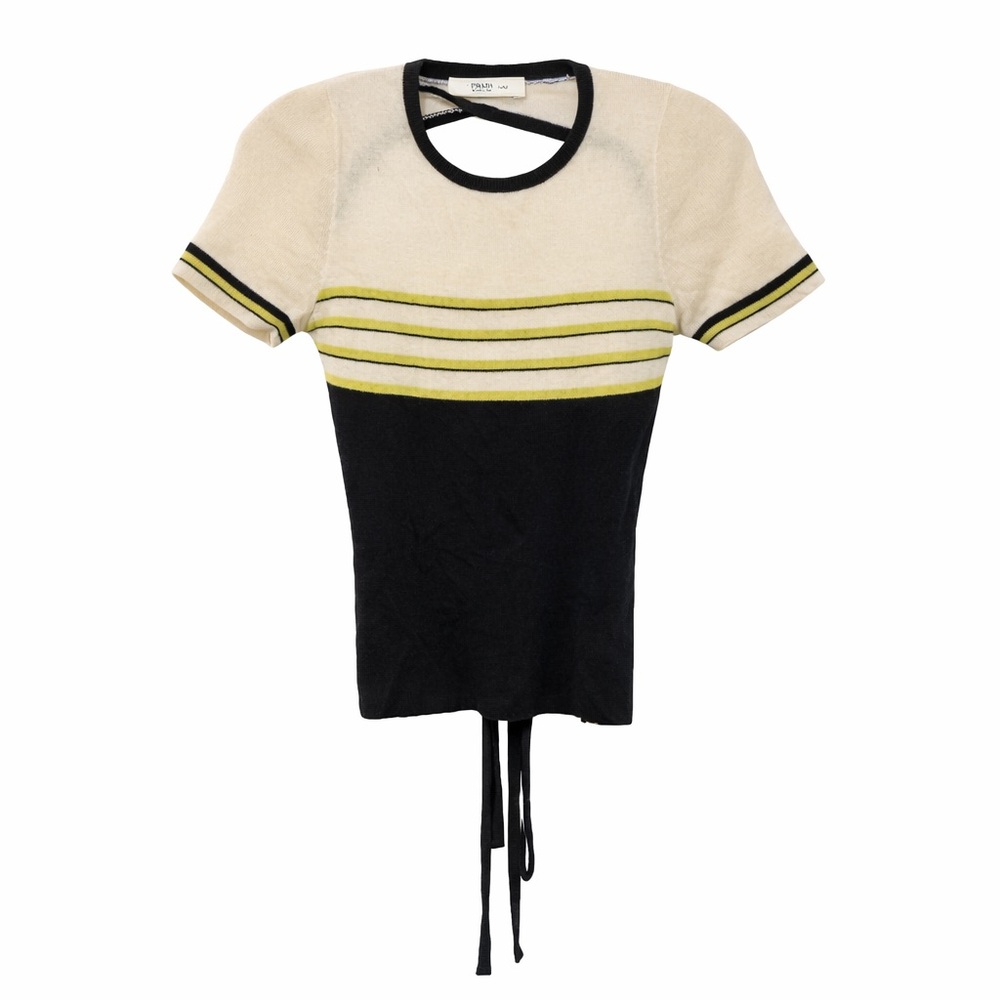 Prada Black and Cream Short Sleeve Top